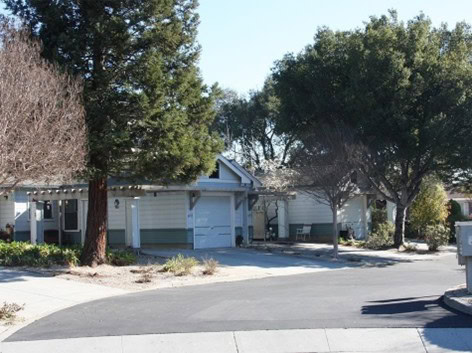 A single-story house with a garage, trees, and shrubs in the front yard sits at the end of a quiet cul-de-sac on a sunny day.